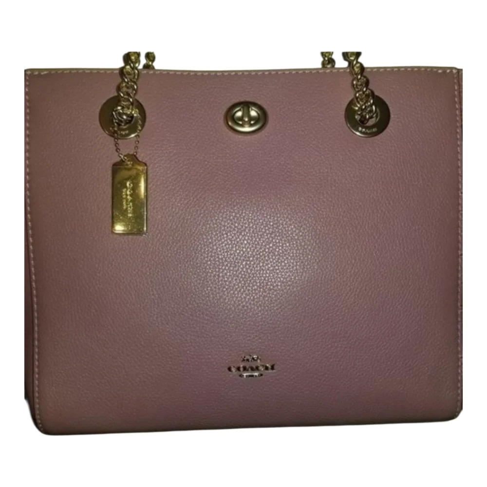 COACH 57107 Dusty Rose Pink Pebbled Leather Turnlock Tote Bag‎ Purse New